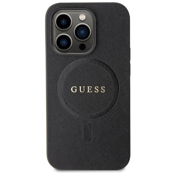 Guess GUHMP14LPSAHMCK case for iPhone 14 Pro - black Saffiano MagSafeeng