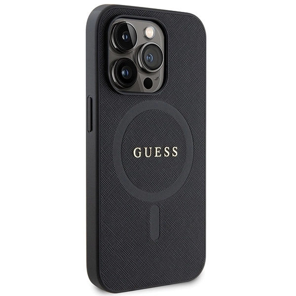 Guess GUHMP14LPSAHMCK case for iPhone 14 Pro - black Saffiano MagSafeeng