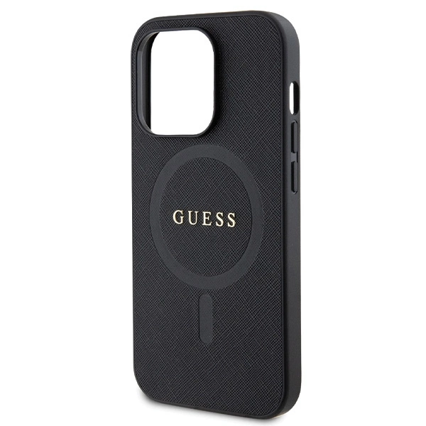 Guess GUHMP14LPSAHMCK case for iPhone 14 Pro - black Saffiano MagSafeeng