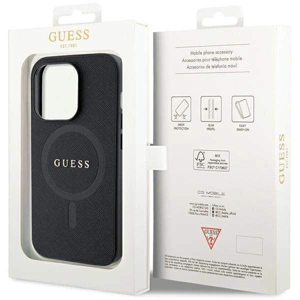 Guess GUHMP14XPSAHMCK case for iPhone 14 Pro Max 6.7" - black Saffiano MagSafeeng