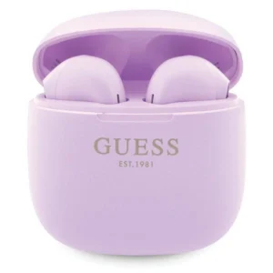 Guess GUTWST26PSU TWS Bluetooth headphones + docking station - purple Classic EST Logoeng