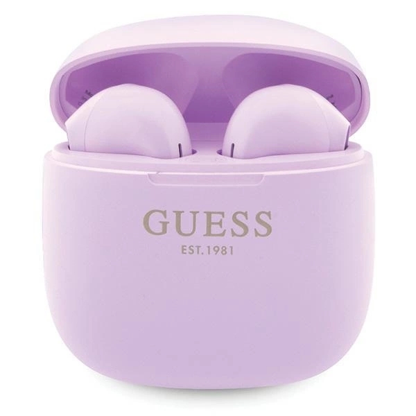 Guess GUTWST26PSU TWS Bluetooth headphones + docking station - purple Classic EST Logoeng