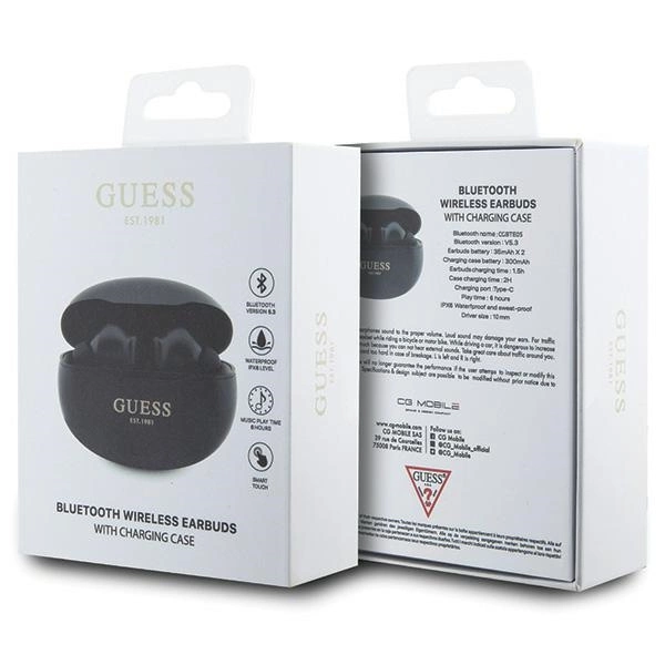 Guess GUTWST50EK TWS Bluetooth headphones + docking station - black Classic ESTeng