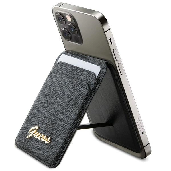 Guess Wallet Card Slot Stand GUWMSHG4SHK case - black MagSafe 4G Classic Logoeng