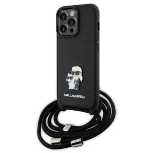 Karl Lagerfeld KLHCP13LSAKCPSK case for iPhone 13 Pro / 13 hardcase - black Crossbody Saffiano Metal Pin Karl&Choupetteeng