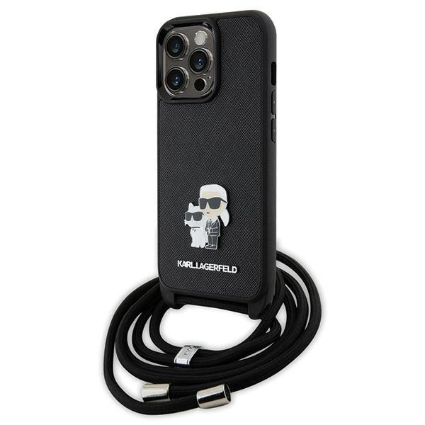 Karl Lagerfeld KLHCP13LSAKCPSK case for iPhone 13 Pro / 13 hardcase - black Crossbody Saffiano Metal Pin Karl&Choupetteeng
