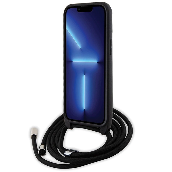 Karl Lagerfeld KLHCP13LSAKCPSK case for iPhone 13 Pro / 13 hardcase - black Crossbody Saffiano Metal Pin Karl&Choupetteeng