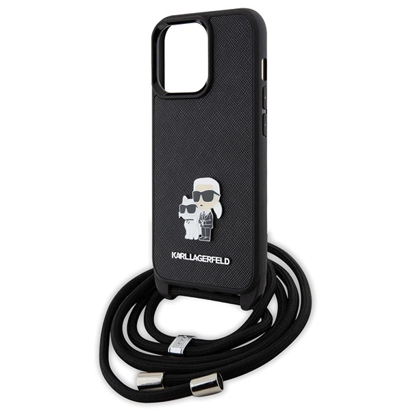 Karl Lagerfeld KLHCP13LSAKCPSK case for iPhone 13 Pro / 13 hardcase - black Crossbody Saffiano Metal Pin Karl&Choupetteeng