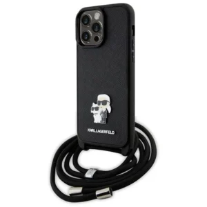Karl Lagerfeld KLHCP14XSAKCPSK case for iPhone 14 Pro Max 6.7" hardcase - black Crossbody Saffiano Metal Pin Karl&Choupetteeng