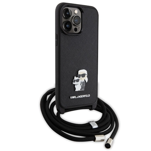 Karl Lagerfeld KLHCP14XSAKCPSK case for iPhone 14 Pro Max 6.7" hardcase - black Crossbody Saffiano Metal Pin Karl&Choupetteeng