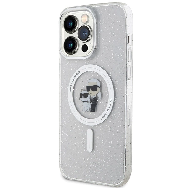 Karl Lagerfeld KLHMP14XHGKCNOT case for iPhone 14 Pro Max 6.7" - transparent hardcase Karl&Choupette Glitter MagSafeeng
