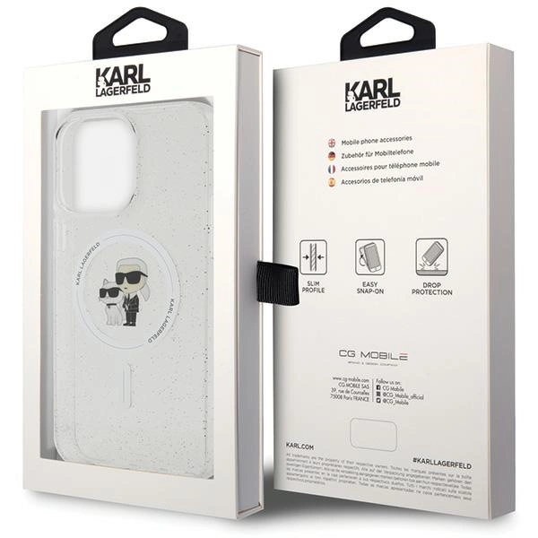 Karl Lagerfeld KLHMP14XHGKCNOT case for iPhone 14 Pro Max 6.7" - transparent hardcase Karl&Choupette Glitter MagSafeeng