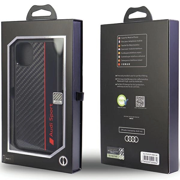 Audi Carbon Fiber Stripe iPhone 11 / Xr 6.1" black/black hardcase AUS-TPUPCIP11-R8/D1-BKeng