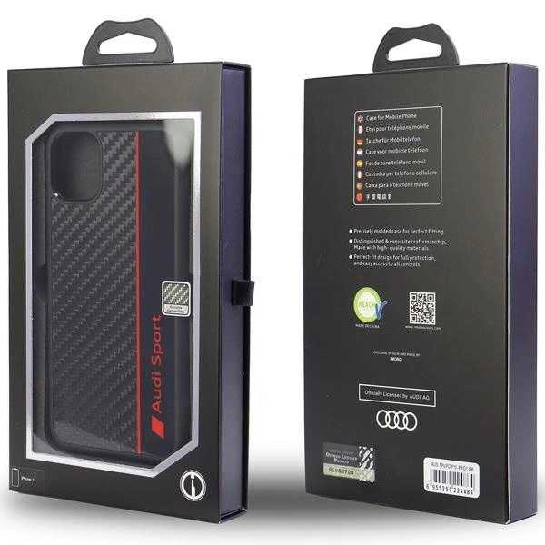 Audi Carbon Fiber Stripe iPhone 12/12 Pro 6.1" black/black hardcase AUS-TPUPCIP12P-R8/D1-BKeng