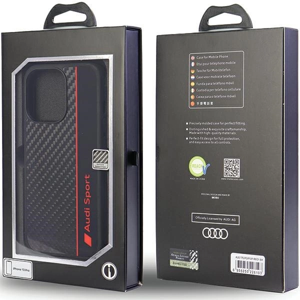 Audi Carbon Fiber Stripe iPhone 13 Pro / 13 6.1" black/black hardcase AUS-TPUPCIP13P-R8/D1-BKeng