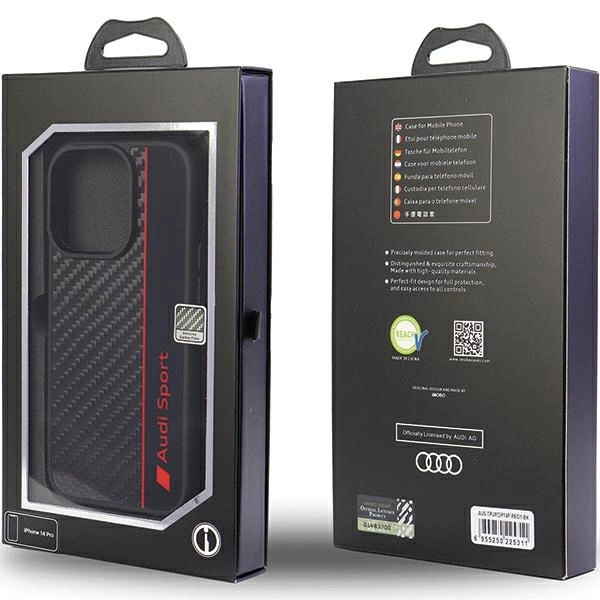 Audi Carbon Fiber Stripe iPhone 13 Pro Max 6.7" black/black hardcase AUS-TPUPCIP13PM-R8/D1-BKeng