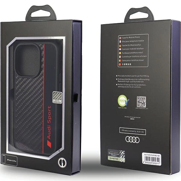 Audi Carbon Fiber Stripe iPhone 14 Pro 6.1" black/black hardcase AUS-TPUPCIP14P-R8/D1-BKeng