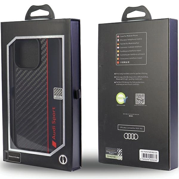 Audi Carbon Fiber Stripe iPhone 14 Pro Max 6.7" black/black hardcase AUS-TPUPCIP14PM-R8/D1-BKeng