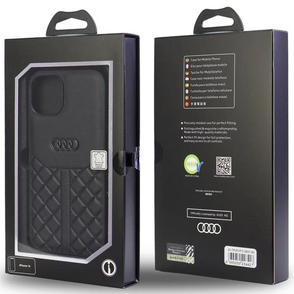 Audi Genuine Leather iPhone 12/12 Pro 6.1" black/black hardcase AU-TPUPCIP12P-Q8/D1-BKeng