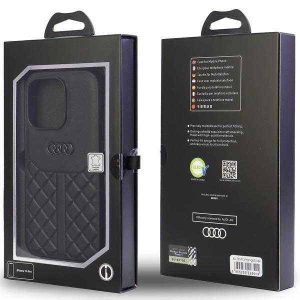 Audi Genuine Leather iPhone 13 Pro / 13 6.1" black/black hardcase AU-TPUPCIP13P-Q8/D1-BKeng