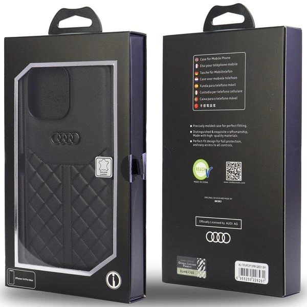 Audi Genuine Leather iPhone 13 Pro Max 6.7" black/black hardcase AU-TPUPPCIP13PM-Q8/D1-BKeng