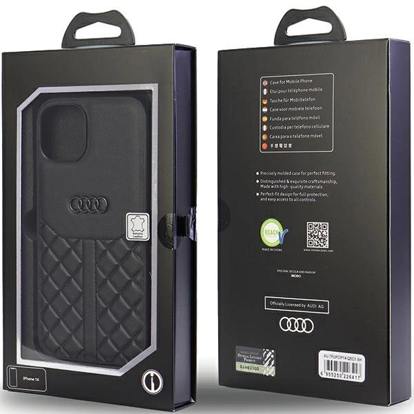 Audi Genuine Leather iPhone 14 6.1" black/black hardcase AU-TPUPPCIP14-Q8/D1-BKeng