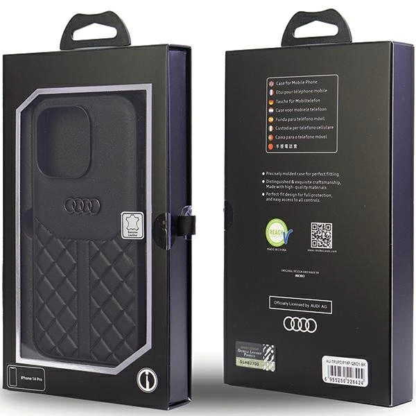 Audi Genuine Leather iPhone 14 Pro 6.1" black/black hardcase AU-TPUPPCIP14P-Q8/D1-BKeng