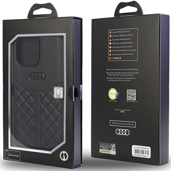 Audi Genuine Leather case for iPhone 14 Pro Max 6.7" - black AU-TPUPCIP14PM-Q8/D1-BKeng