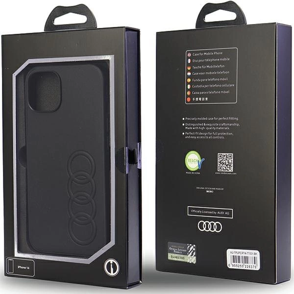 Audi Synthetic Leather iPhone 14 6.1" black/black hardcase AU-TPUPPCIP14-TT/D1-BKeng