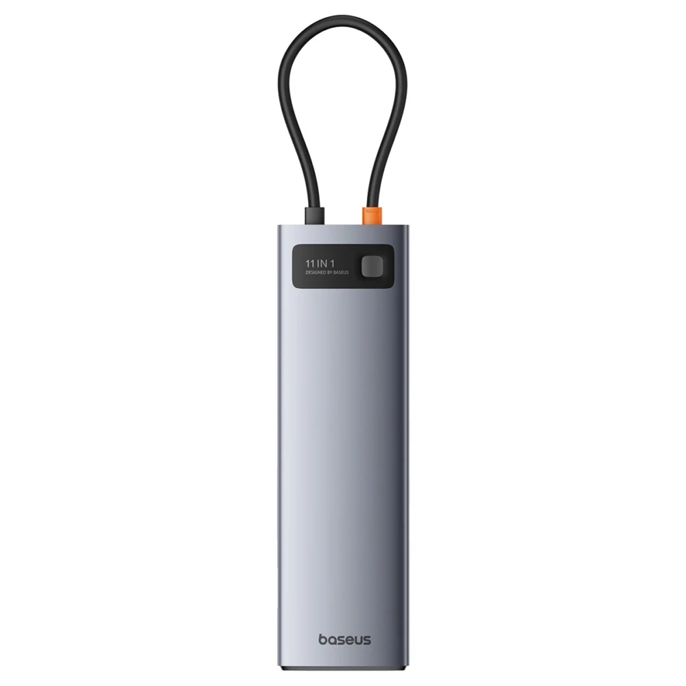 HUB 11in1 Baseus Metal Gleam Series USB-C to USB-C PD / 3x USB-A 3.0 / USB-A 2.0 / HDMI / VGA / AUX / RJ-45 / SD TF - grayeng