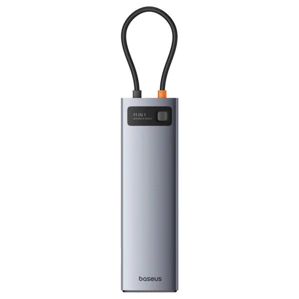 HUB 11in1 Baseus Metal Gleam Series USB-C to USB-C PD / 3x USB-A 3.0 / USB-A 2.0 / HDMI / VGA / AUX / RJ-45 / SD TF - grayeng