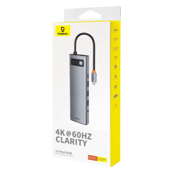 HUB 11in1 Baseus Metal Gleam Series USB-C to USB-C PD / 3x USB-A 3.0 / USB-A 2.0 / HDMI / VGA / AUX / RJ-45 / SD TF - grayeng