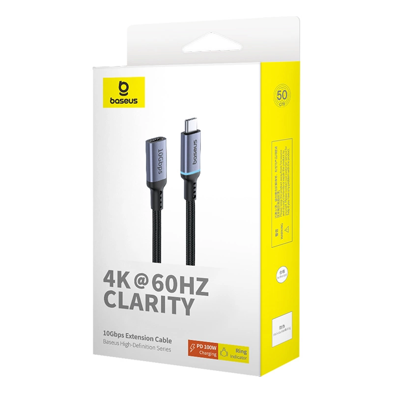 Baseus B0063370C111-00 USB-C - USB-C cable 4K 60Hz 100W 5A 10Gb/s 0.5m - blackeng