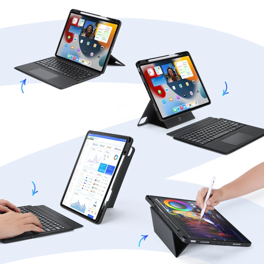 Dux Ducis DK Series Bluetooth Keyboard Case for Apple iPad Pro 12.9 (2020/2021/2022) - Blackeng