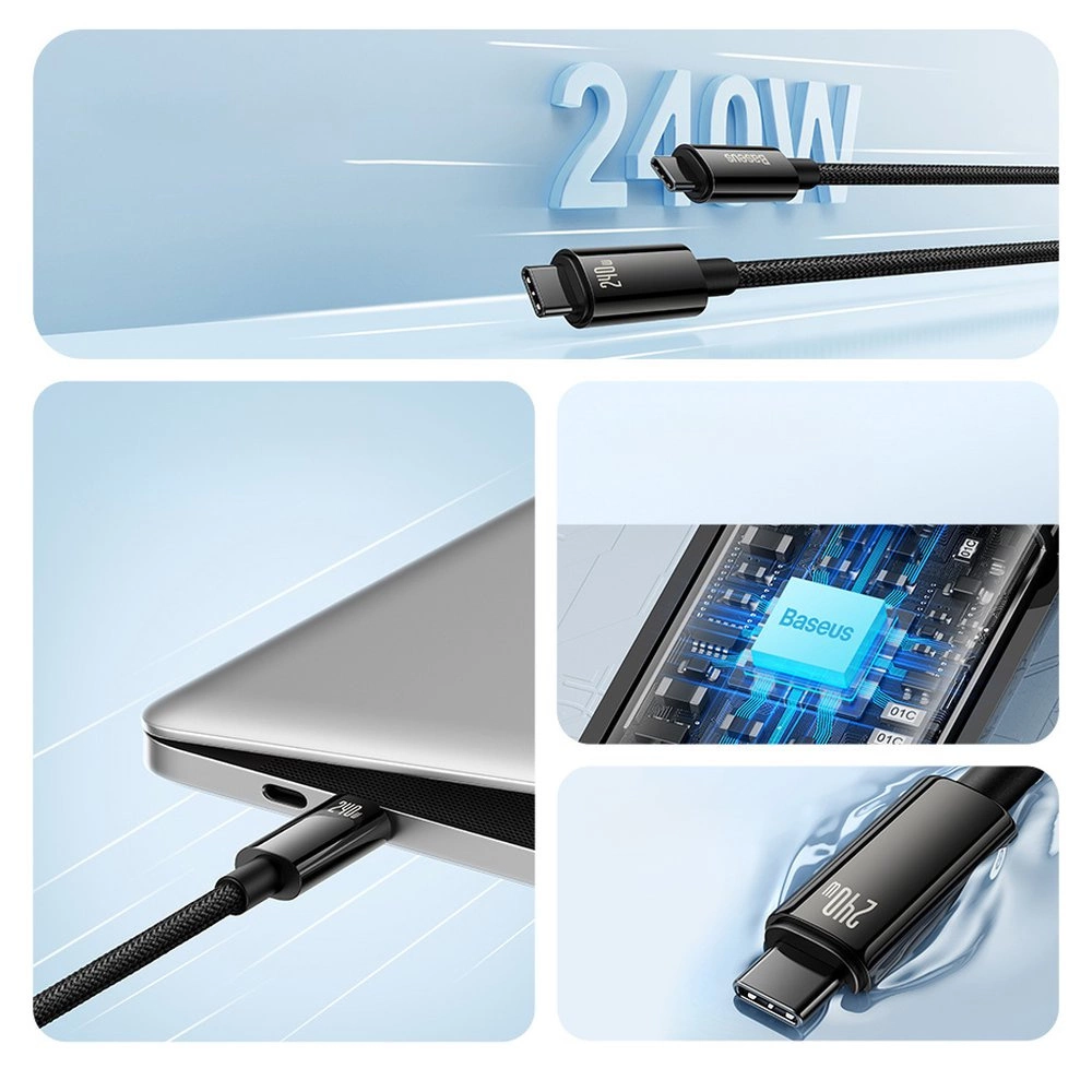 [RETURNED ITEM] Cable USB C - USB C 480Mb/s 240W 3m Baseus Tungsten Gold CAWJ040101 - blackeng