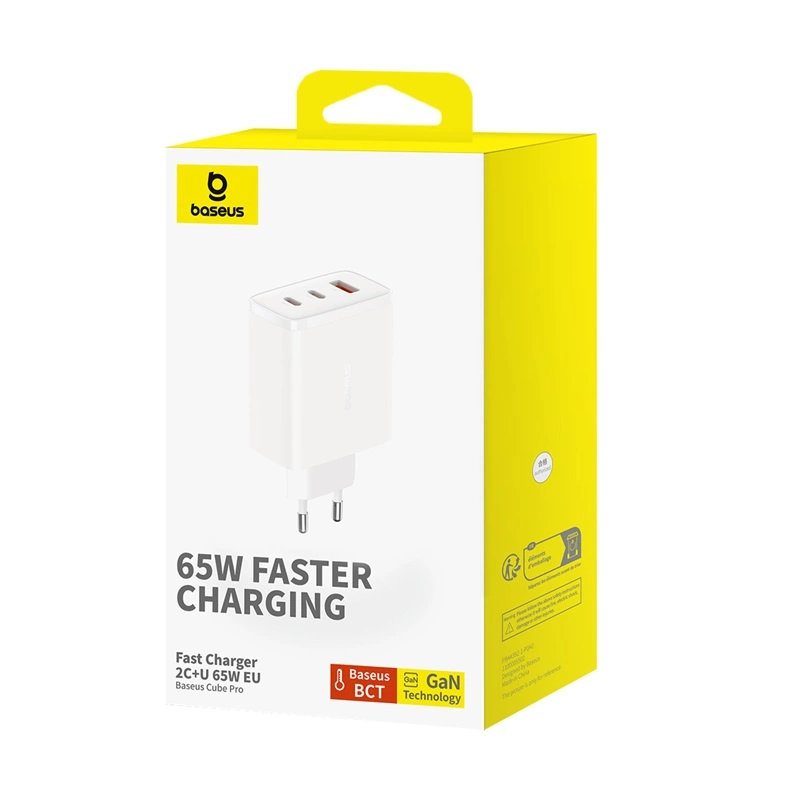 Baseus Cube Pro 65W GaN charger 2x USB-C USB-A - whiteeng