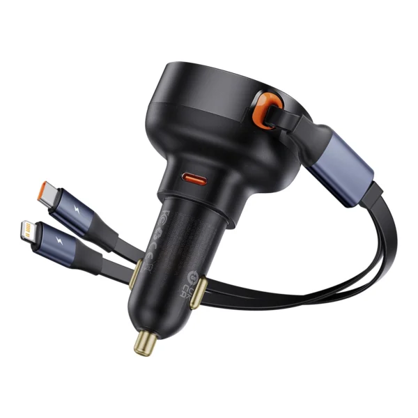 Baseus Enjoyment USB-C car charger with USB-C / Lightning 60W cable - blackeng