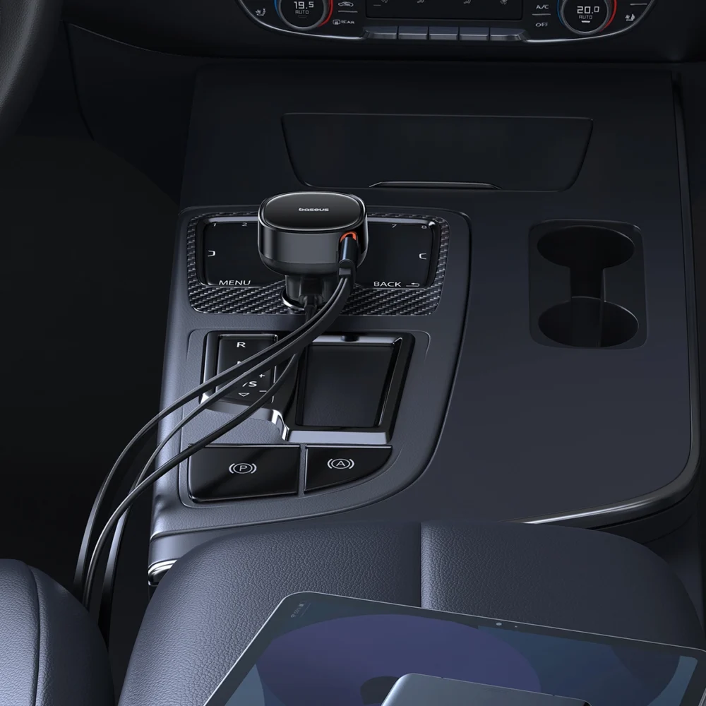 Baseus Enjoyment USB-C car charger with USB-C / Lightning 60W cable - blackeng
