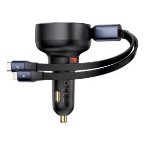 Baseus Enjoyment USB-A car charger with USB-C / Lightning 60W cable - blackeng