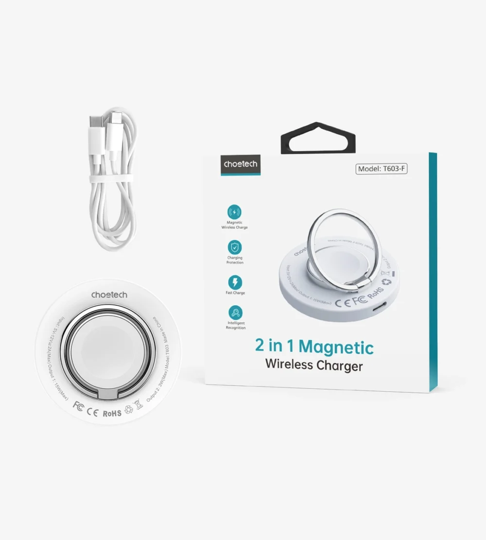 MagSafe Choetech T603-F inductive charger with holder - whiteeng