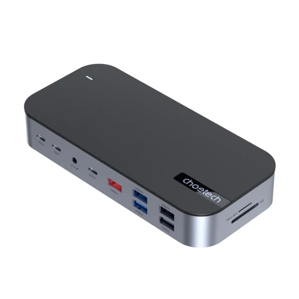 HUB Choetch M52 USB-C - USB-C PD/USB-C/USB-A/HDMI/VGA/DP/SD/TF/RJ45/AUX - grayeng