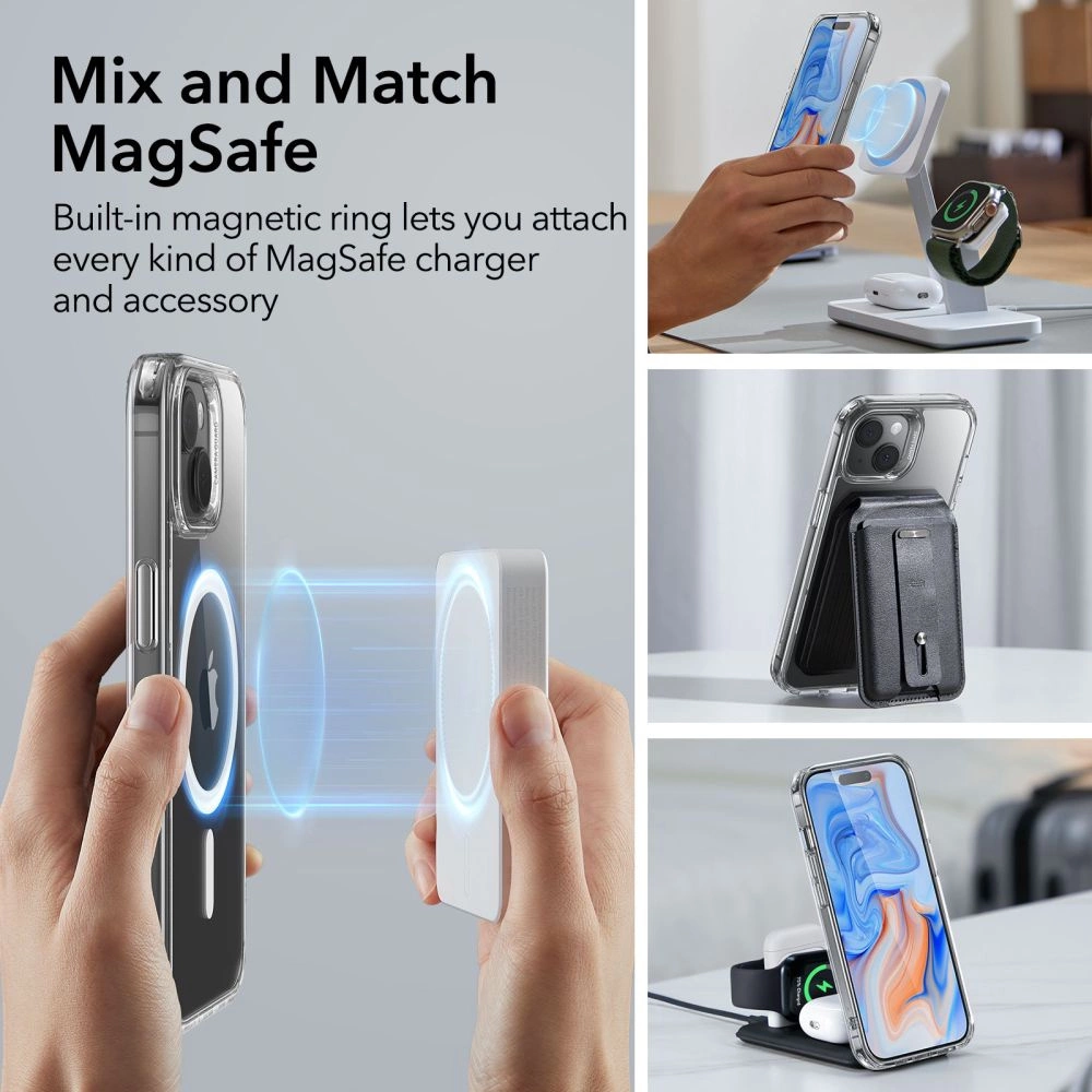 ESR Classic Hybrid Halolock Case with MagSafe for iPhone 15 - Cleareng
