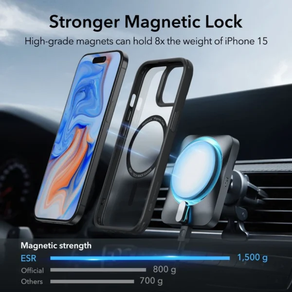 ESR Classic Hybrid Halolock Case with MagSafe for iPhone 15 - Matte Blackeng