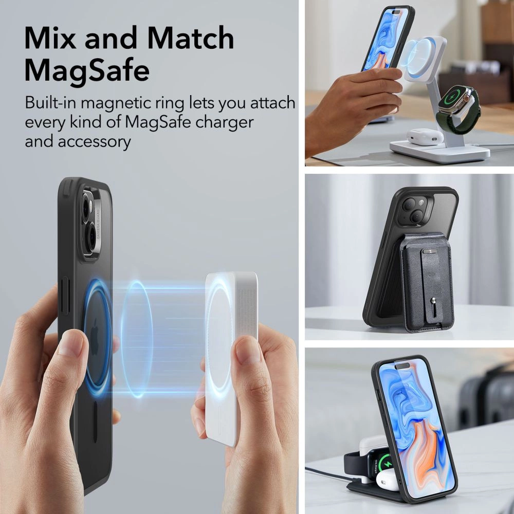 ESR Classic Hybrid Halolock Case with MagSafe for iPhone 15 - Matte Blackeng