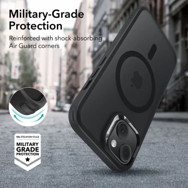 ESR Classic Hybrid Halolock Case with MagSafe for iPhone 15 - Matte Blackeng