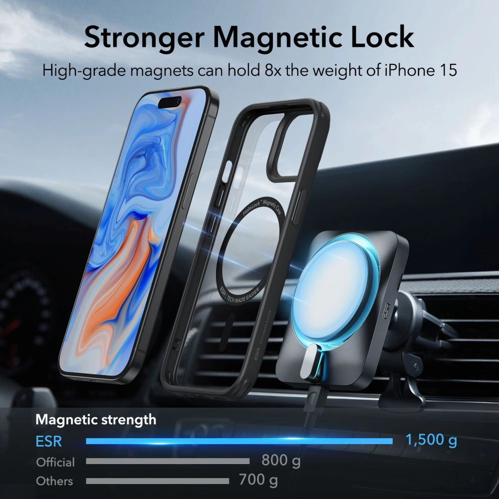 ESR Classic Hybrid Halolock MagSafe iPhone 15 Plus Case - Clear Blackeng