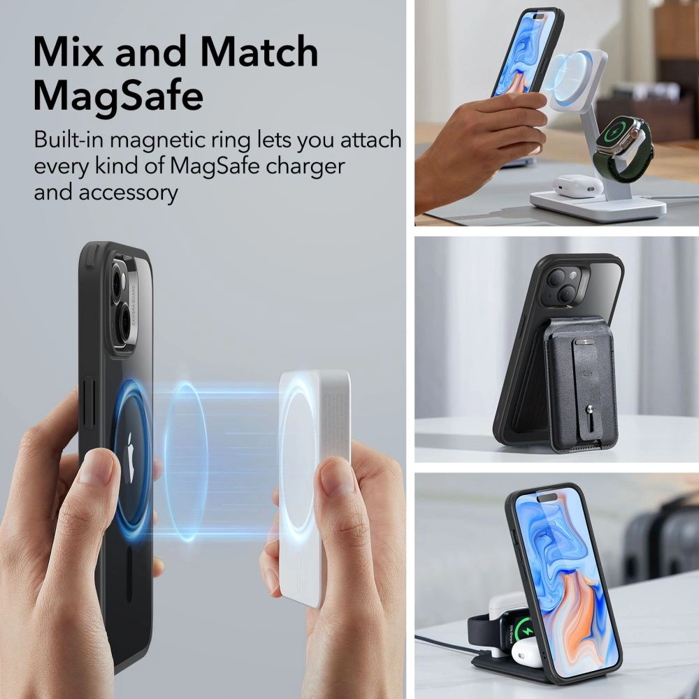 ESR Classic Hybrid Halolock MagSafe iPhone 15 Plus Case - Clear Blackeng