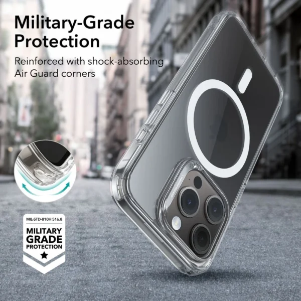 ESR Classic Hybrid Halolock MagSafe Case for iPhone 15 Pro Max - Cleareng