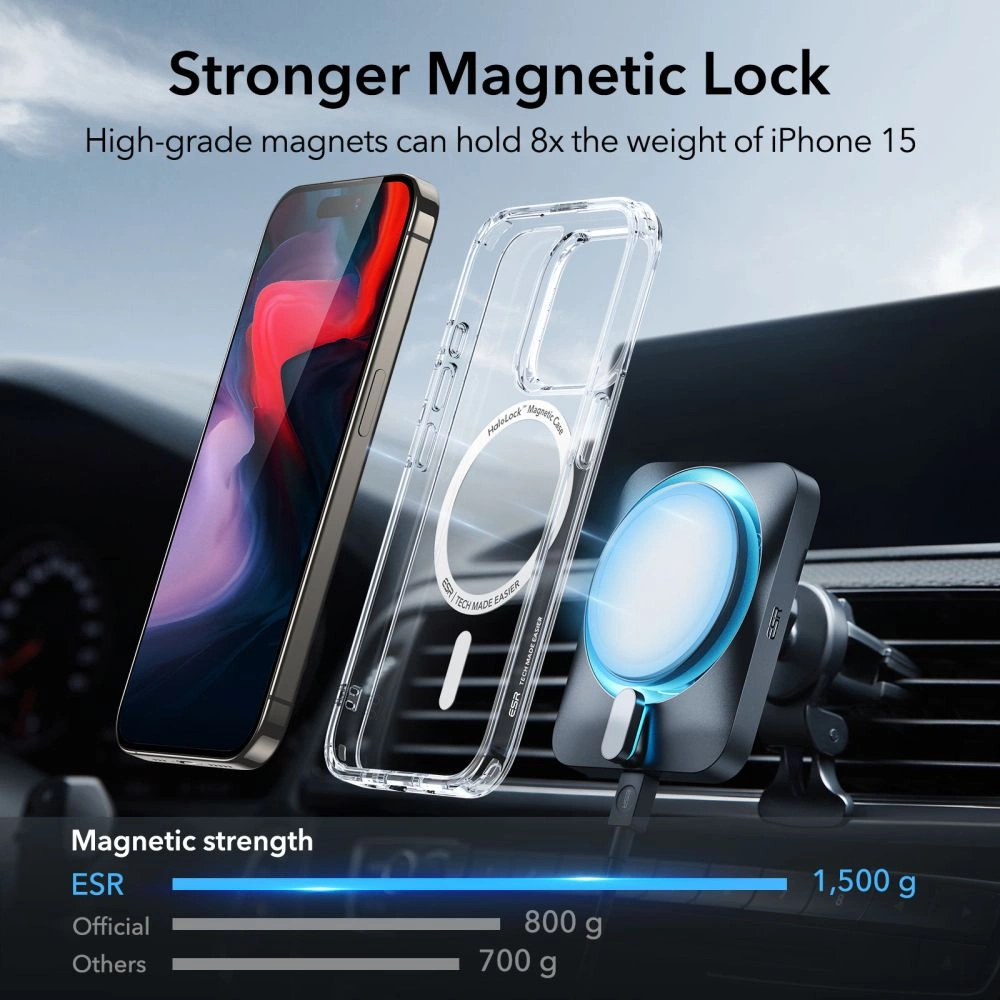 ESR Classic Hybrid Halolock MagSafe Case for iPhone 15 Pro Max - Cleareng