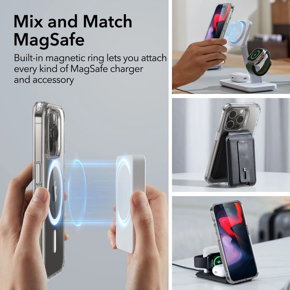 ESR Classic Hybrid Halolock MagSafe Case for iPhone 15 Pro Max - Cleareng